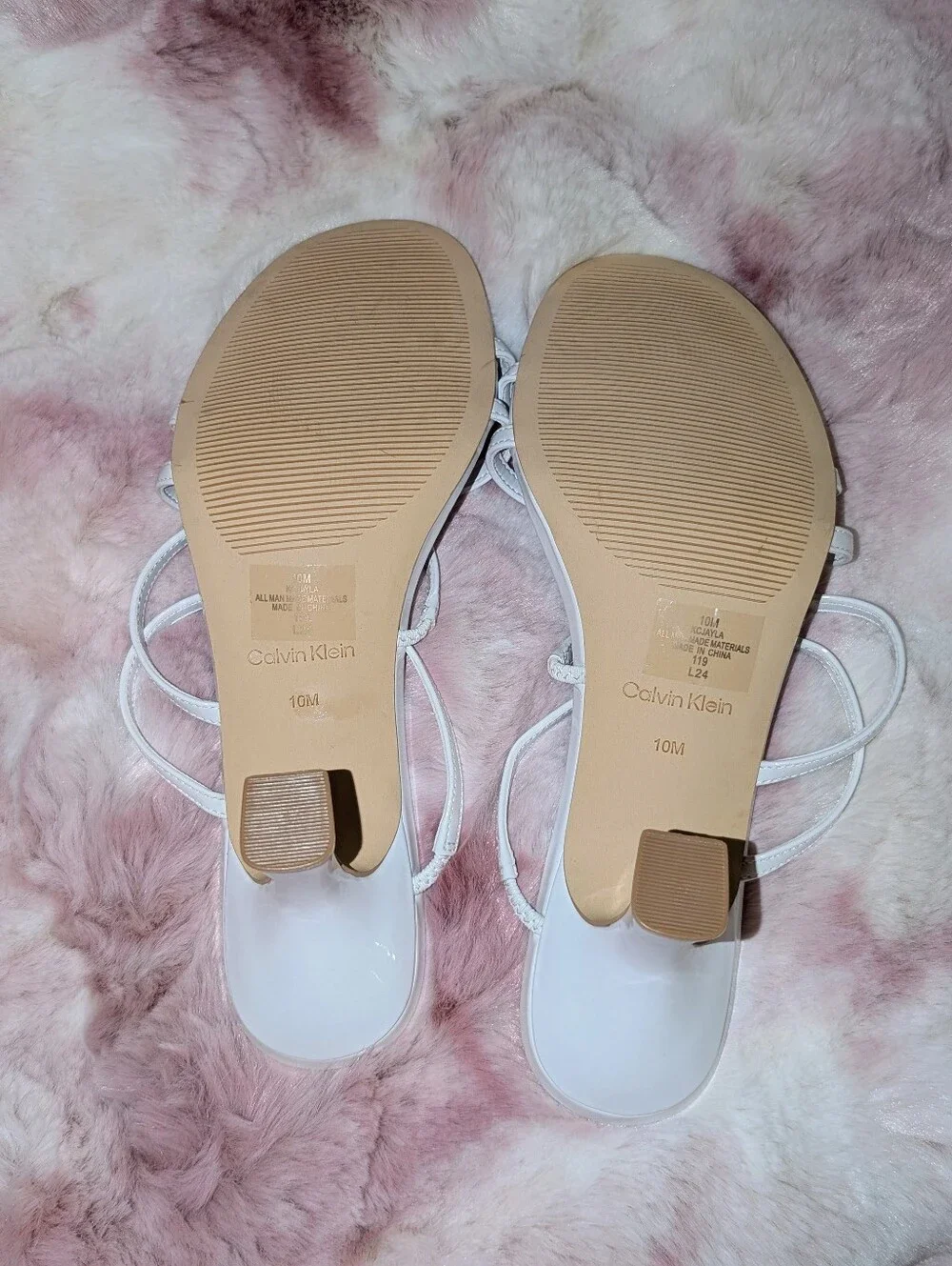 Calvin Klein Jayla White Strappy Mule Heels SZ 10 NWOT